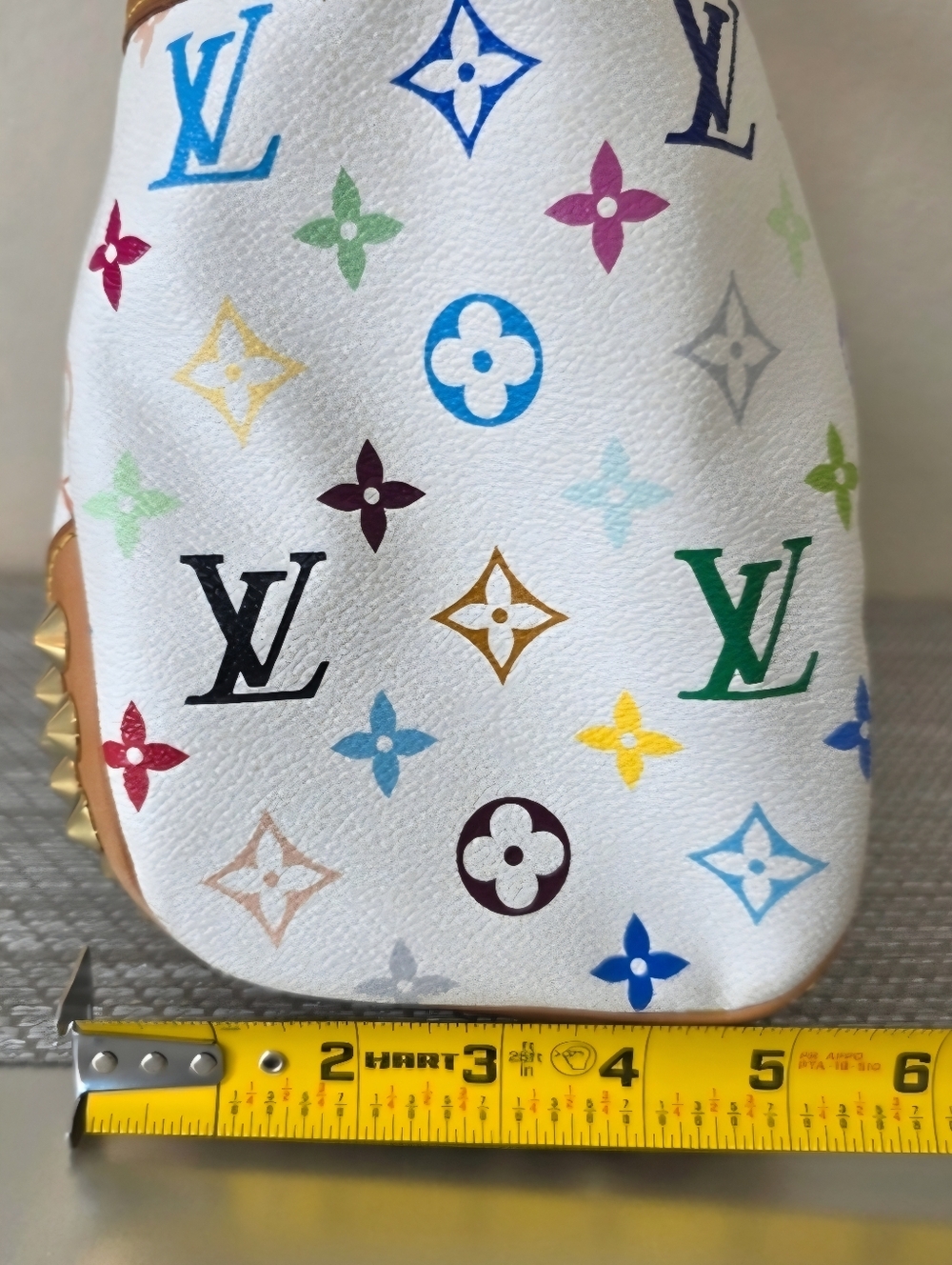 ♥RARE Louis Vuitton White Murakami Multicolor Monogram Gold Studded Shoulder Bag - Picture 15 of 15